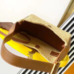 Saint Laurent Le 5 A 7 Supple Small In Raffia And Leather Coffee